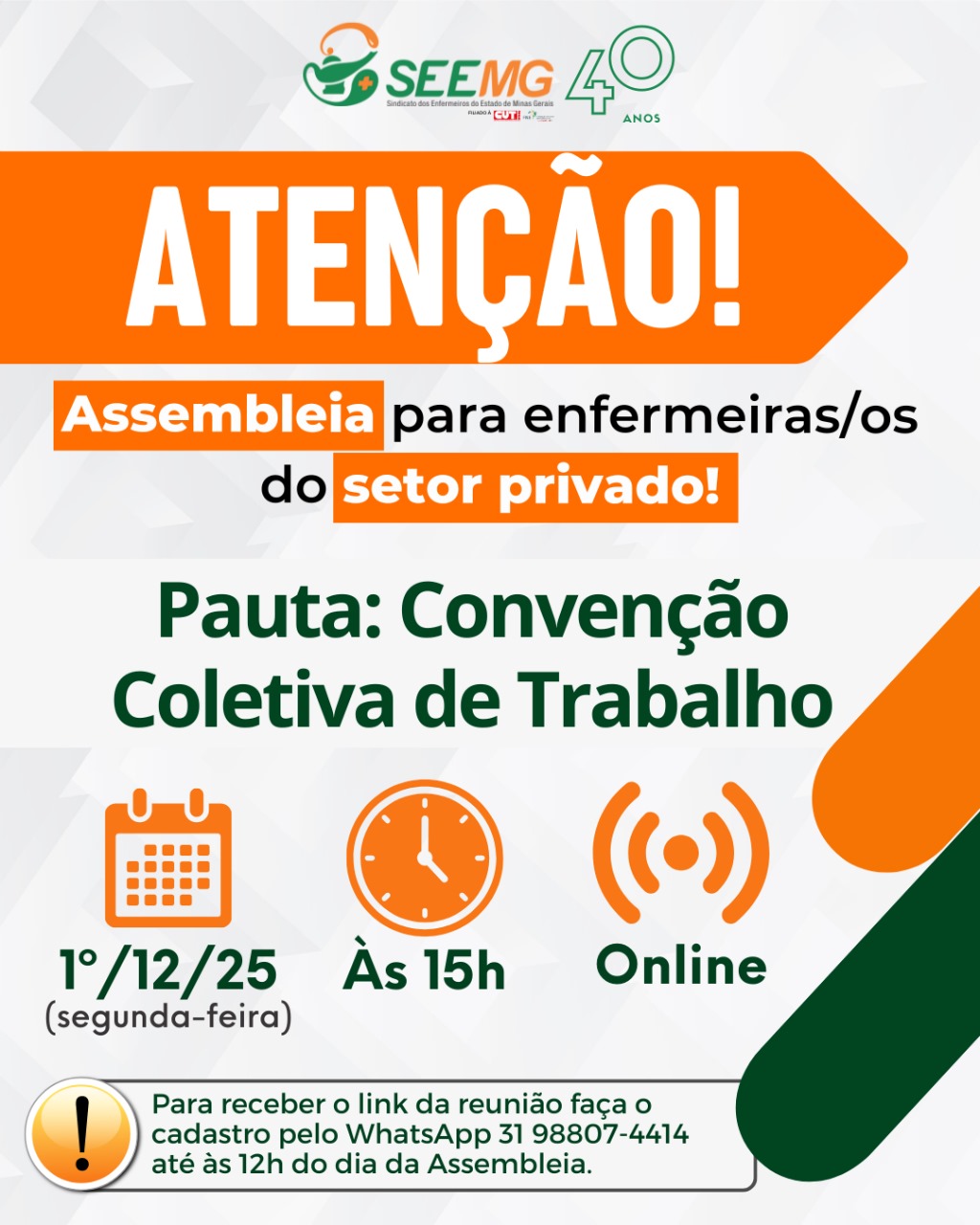 Assembleia para enfermeiras/os do setor privado!
