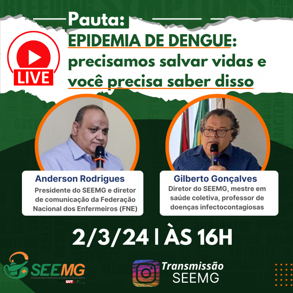 SEEMG promove live com mestre em saúde coletiva para discutir a epidemia de dengue