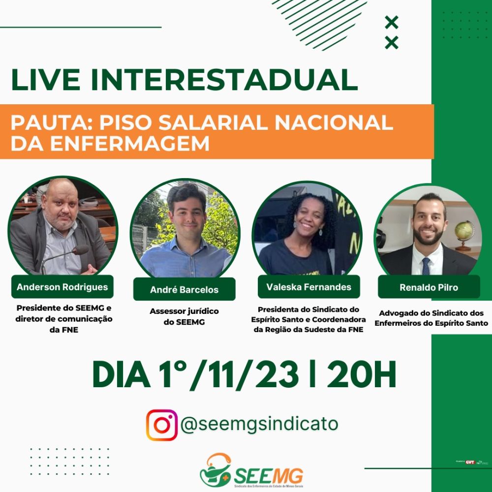 SEEMG convida a todos/as enfermeiros/as para Live Interestadual