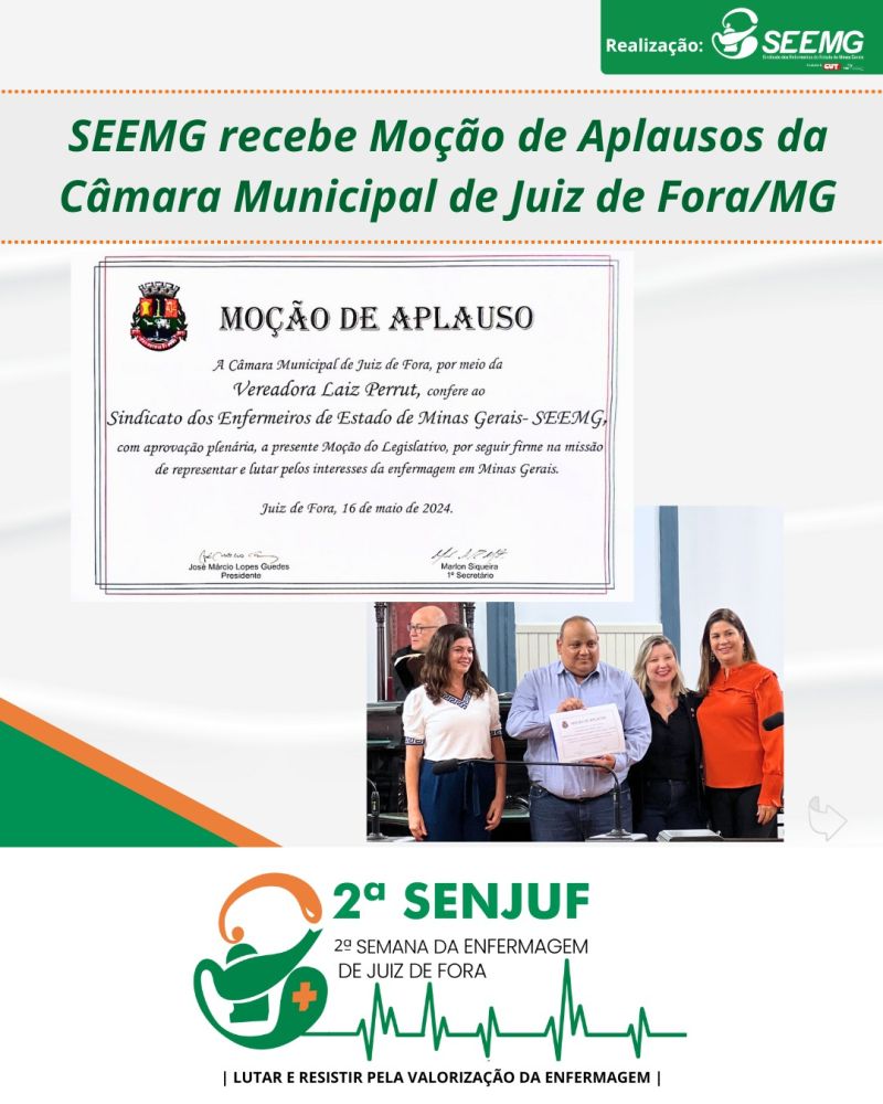 SEEMG recebe Moção de Aplausos da Câmara Municipal de Juiz de Fora/MG