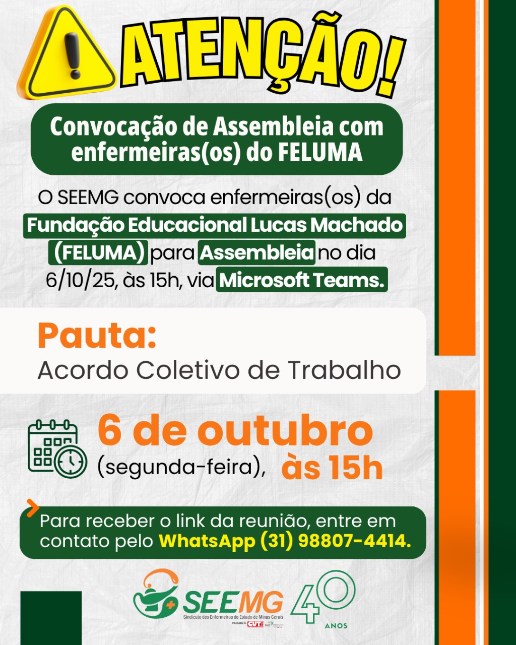 Convocação de Assembleia com enfermeiras(os) do FELUMA