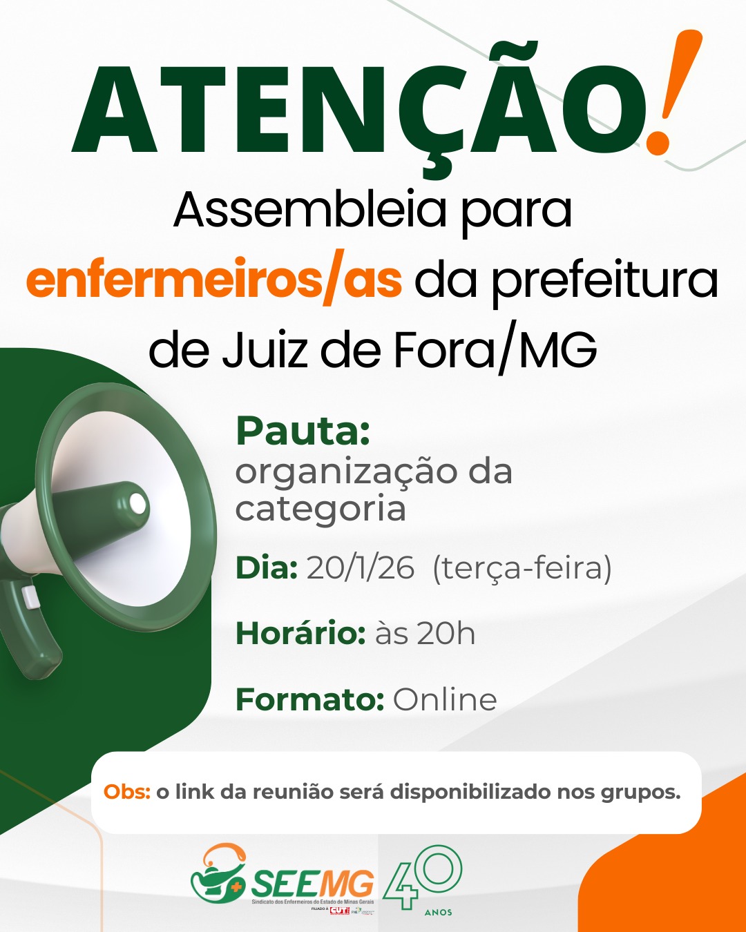 Assembleia Geral Extraordinária enfermeiros da prefeitura de Juiz de Fora