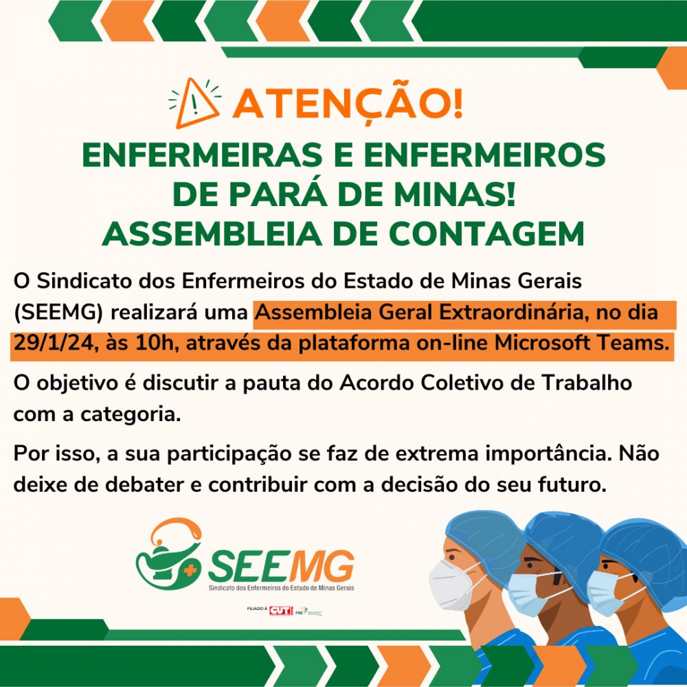 Atenção, enfermeiras e enfermeiros de Pará de Minas!